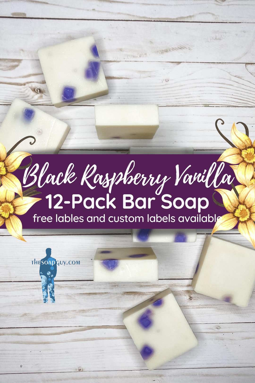12 Bars of Handmade Soap, Black Raspberry Vanilla, Fun Bar Soap Gifts