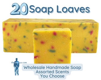 20 Bulk Wholesale Handmade Assorted Soap Loaves | Handmade Loaf for Resale, Favors, Local Shops, Boutique Hotels | Custom Private Labeling