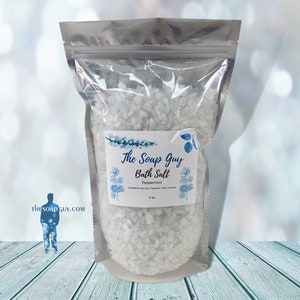 3lbs. Peppermint Bath Soak, Sea Salt Bath Salt, Self Care Gift for Her, Shower Favors Ideas, Cool and Minty Scent