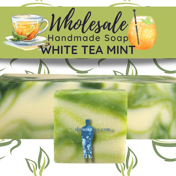 White Tea Mint Soap | Handmade Soap, Natural Soap, Vegan Soap, Homemade Soap, Wholesale Soap, Bulk Favors Soap, Cut Into Bar Soap