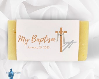 Baptism Favors - Handcrafted Soap Favors, Set of 50 with Custom Labels, Perfect for Baptisms, Graduation Guests & Party Gifts, Thank You