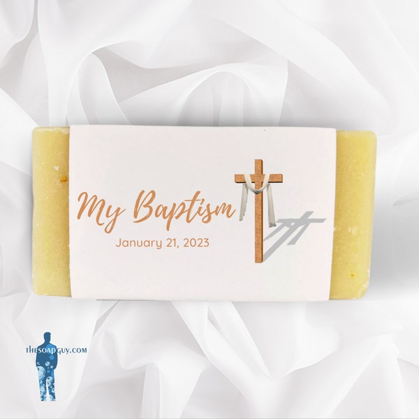 Baptism Favors - Handcrafted Soap Favors, Set of 50 with Custom Labels, Perfect for Baptisms, Graduation Guests & Party Gifts, Thank You