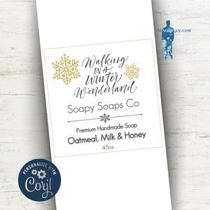 Soap Label, Custom Soap Label, Editable Label, Label Template, Christmas Soap Labels, ChristmasLabels, Snowflake Labels