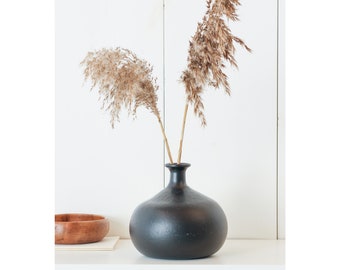 100％の保証 Century Mid Vase Retro Vintage Decoration Elegant Black 花瓶・フラワースタンド