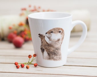 Grosse Tasse 330 ml   "Niedlicher Otter" - Bestseller   Helle Tage  Kaffeetasse Teetasse handmade