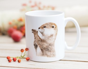 Mug, personalizable with name, 330 ml, "Cute Otter" - Bestseller Nature Bright Days Coffee Mug Tea Cup Forest Animals Cute