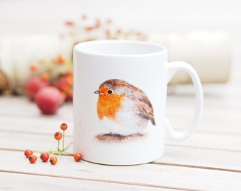 Mug with name personalizable "Fluffy robin" - Bestseller Nature Bright Days Coffee Mug Tea Cup robin cute
