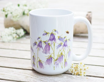 Teacup, large cup, personalizable, "Bluebell Meadow" - Bestseller Gift Idea Bright Days Coffee Mug Flowers Purple Jumbo Cup