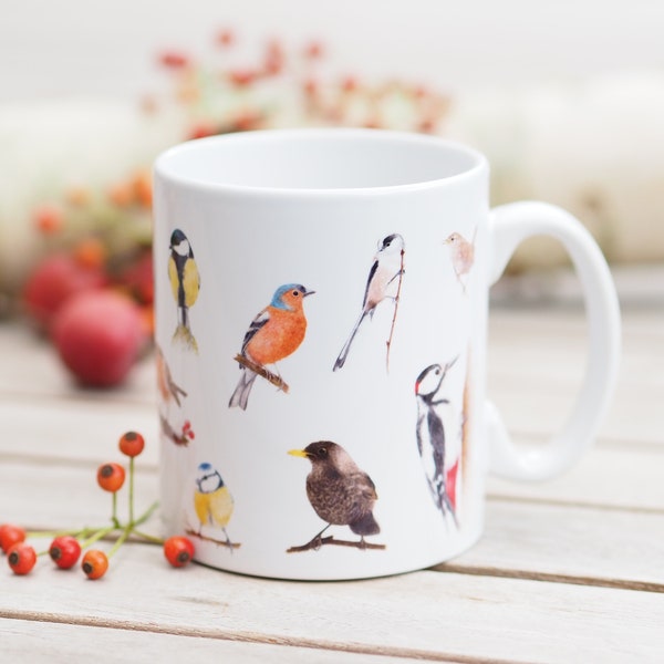 Tasse  aus Keramik, 330 ml, "Liebste Gartenvögel" - Bestseller Natur Helle Tage Kaffeetasse Teetasse Freundin Mama