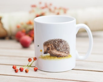 Mug with name personalizable, 330 ml, "Little hedgehog and bumblebee" - Nature Bright Days Coffee Mug Tea Cup Favorite Mug