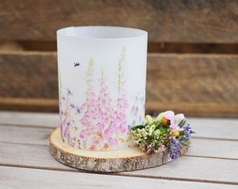 Windlicht Tischdeko "Zauberhafte Blumenwiese", Waldtiere Kerzen Geschenkidee Gemütlichkeit Helle Tage Lichttüte