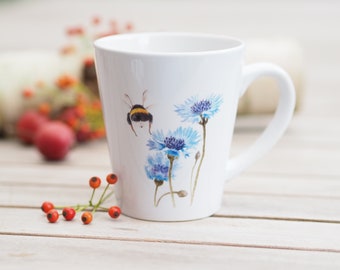 Large cup 330 ml "Cornflower and Bumblebee Bottom" - Bestseller Helle Tage coffee cup tea cup handmade