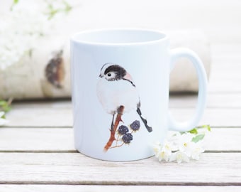 Mug, personalizable with name, 330 ml, "Little Long-tailed Tit" - Bestseller Nature Bright Days Coffee Mug Tea Cup Garden Birds