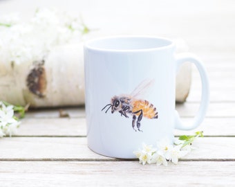 Mug with name personalizable, 330 ml, "Busy Bee" - Bestseller Nature Bright Days Coffee Mug Tea Cup Honey Bee Beekeeper