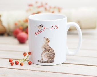 Mug, personalizable with name, 330 ml, "Cheeky Cat" - Bestseller Nature Bright Days Coffee Mug Tea Cup Tomcat Cat Mug
