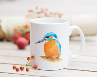 Mug with name personalizable, 330 ml, "Shining Kingfisher" - Bestseller Nature Bright Days Coffee Mug Tea Cup Birding