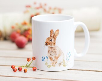 Mug with name personalizable, 330 ml "Cute Rabbit" handmade coffee mug tea cup bunny rabbit fan