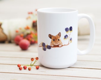 Large cup, tea cup, customizable, "Mouse with Blackberries" - bestseller gift idea bright days coffee pot