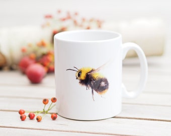 Mug, personalizable with name, 330 ml, "Fluffy Wild Bee" - Nature Bright Days Coffee Mug Tea Cup Bumblebee Wild Bee