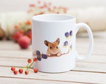 Mug with name personalizable, 330 ml "Cheeky Mouse with Blackberries" - Bright Days Coffee Mug Tea Cup Favorite Mug Cute