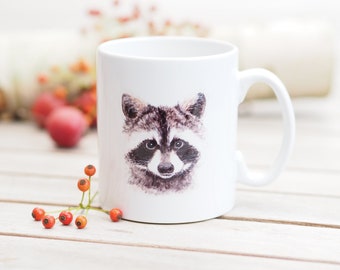 Mug with name personalizable, 330 ml, "Fuzzy Raccoon" - Bestseller Nature Bright Days Coffee Mug Tea Cup Cute Teacher