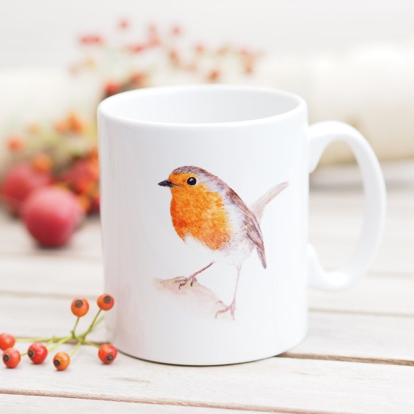 Mug with name personalizable, 330 ml, "Cheeky Robin" - Nature Bright Days Coffee Mug Tea Cup Robin