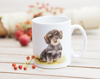 Mug, personalizable with name, 330 ml, "Dachshund in the grass" - Bestseller Bright Days Favorite Mug Coffee Mug Tea Cup
