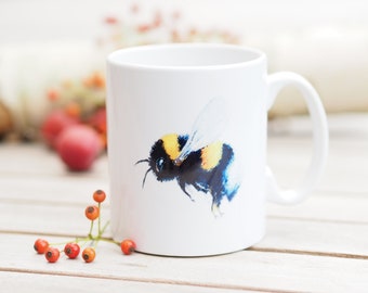 Tasse mit Namen personalisierbar, 330 ml "Plüschige Hummel" - Bestseller Natur Helle Tage Kaffeetasse mug Bumblebee Biene Teetasse