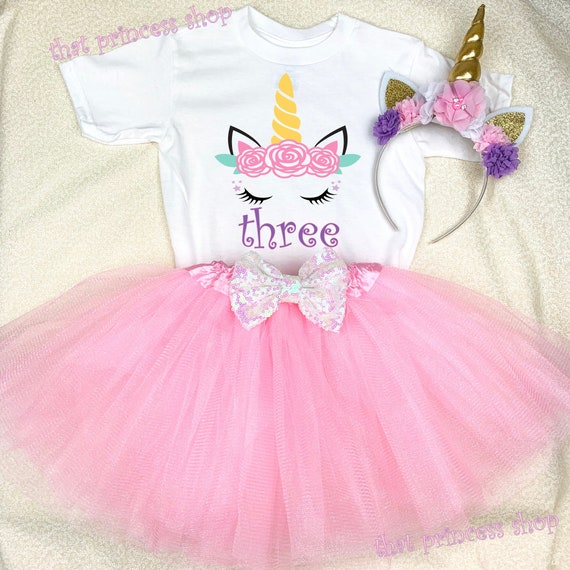 Cowgirl Pony Pink Purple Girl 3rd Third Birthday Tutu Outfit Set Shirt Party