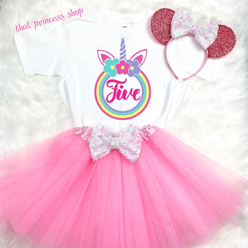 5th Fifth Birthday Baby Girl Tutu Outfit Shirt Rainbow Purple Pink Cupcakes