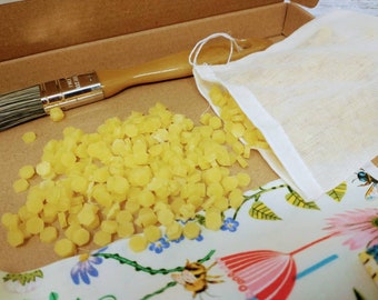 DIY Beeswax wrap kit . Super sticky formula  premixed wax Smallest pellets for the Easiest  method . Plastic free gift