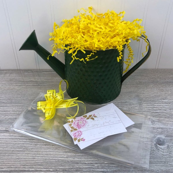 Decorative Metal Watering Can Gift Basket Kit, Empty Gift Basket, Gift Basket Wrapping Kit, Gift Basket Packaging, Gift Wrap, DIY Basket