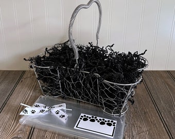 DIY Gift Basket Kit, Wire Dog Bone Shaped Empty Basket for Gifts, Pet Lovers Gift Basket Wrapping Kit, Packaging and Supplies, Ready to Ship