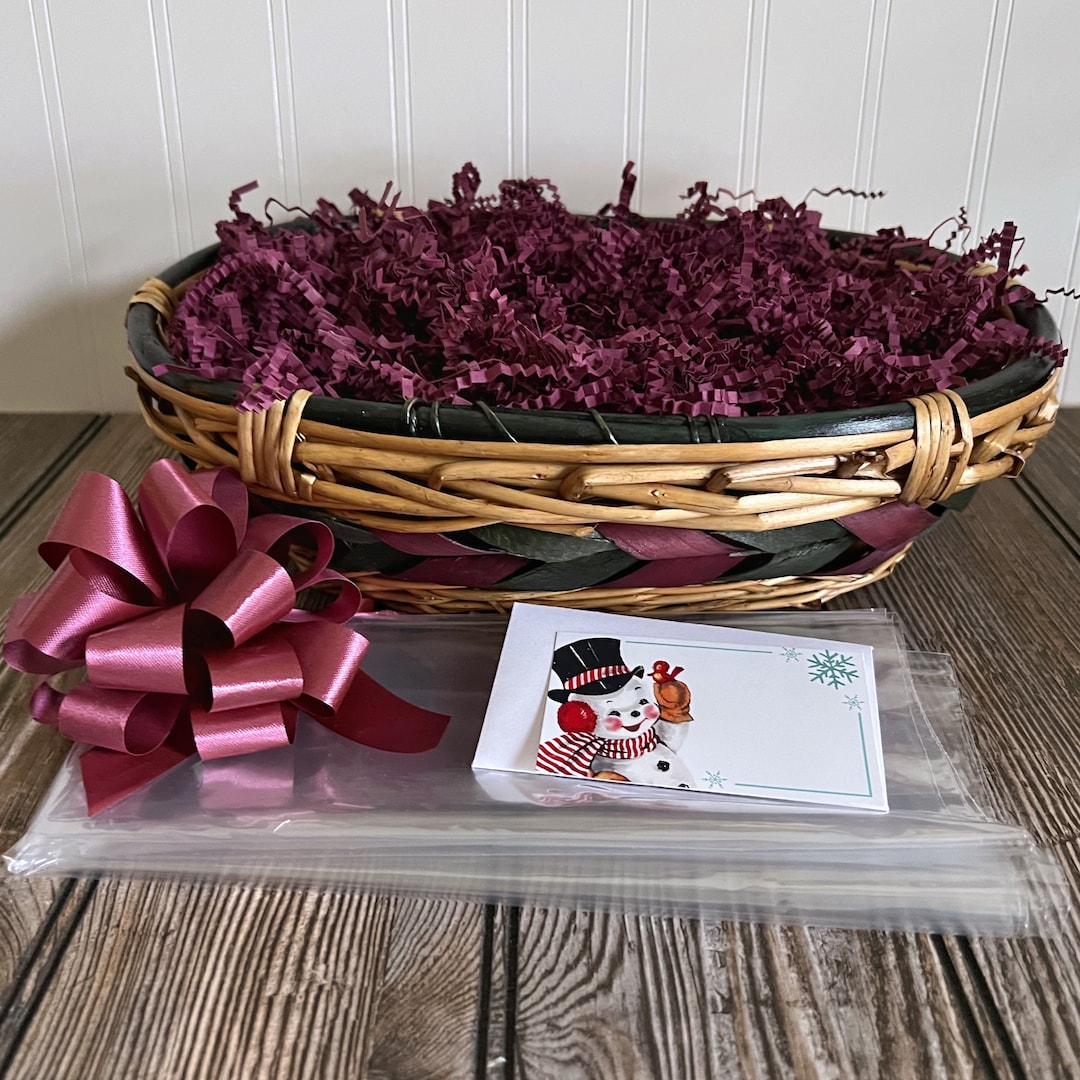 DIY Gift Basket Kit, Lg. Oval Willow & Wood Chip Basket Set, Empty Gift
