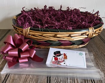 DIY Gift Basket Kit, Lg. Oval Willow & Wood Chip  Basket Set, Empty Gift Basket, Gift Packaging, Gift Basket Wrapping Kit, Tray Basket