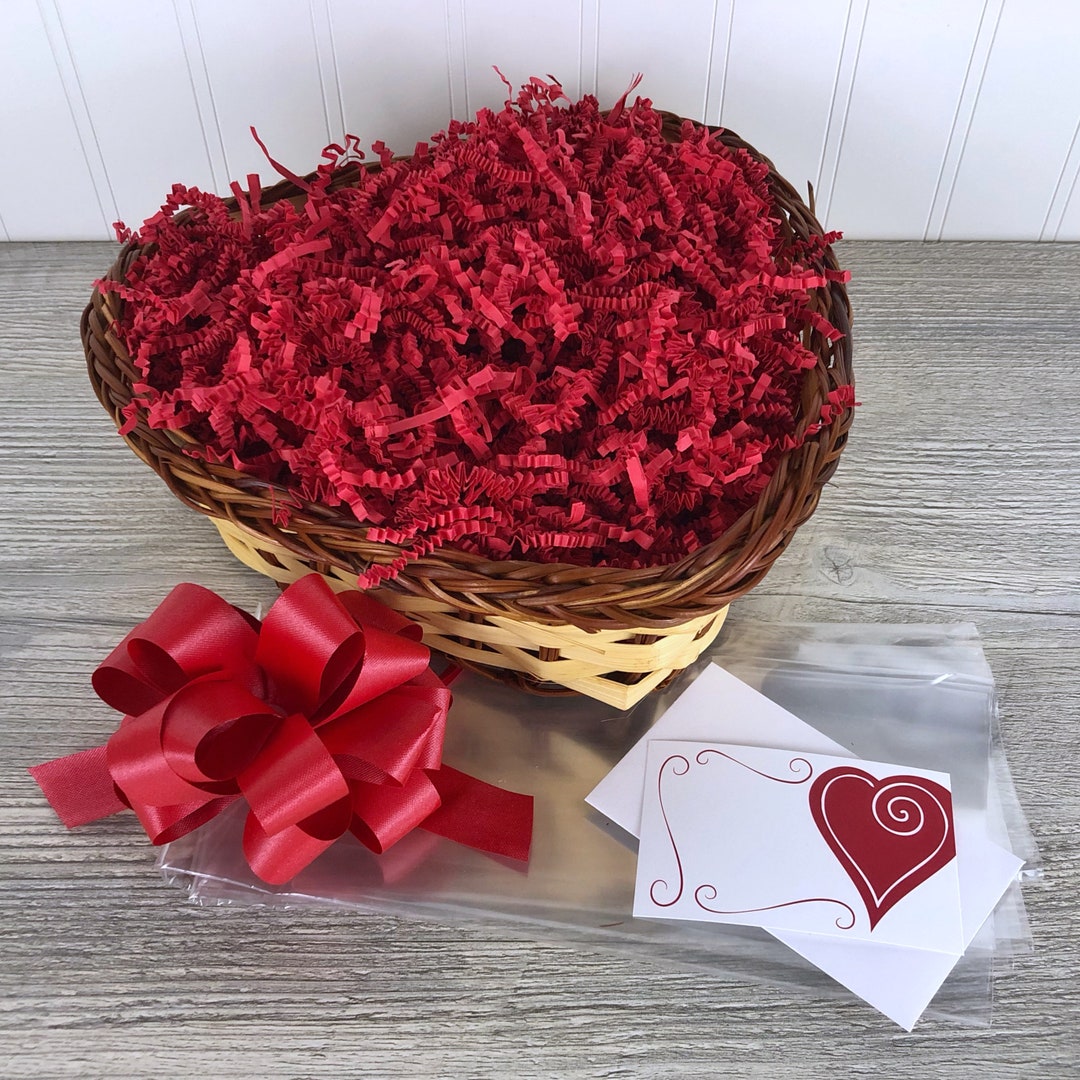 DIY Gift Basket Kit Heart Shaped Bamboo Basket Set Empty Etsy