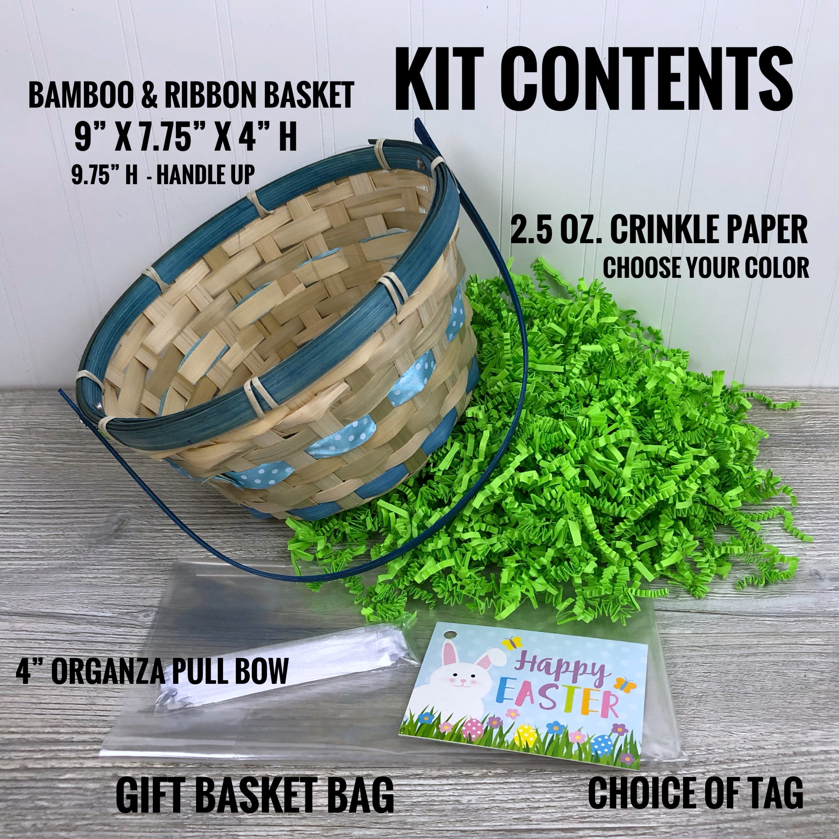 DIY Gift Basket Kit Blue Bamboo Basket Set Empty Gift Etsy