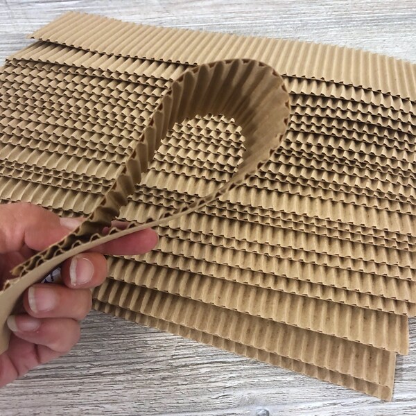 Corrugated Strips, Set of 24 - 12” x 3” Strips for Product Packaging and Wrapping, Cardboard Wrap Pieces, Cushioning, Soap Wraps, Wrap Bands