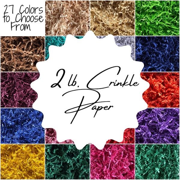 Crinkle Paper, 2 Lbs Mix or Match Shredded Paper for gift Baskets and Boxes, Shipping, Wedding and Party Supplies, 100% Recycled Paper,