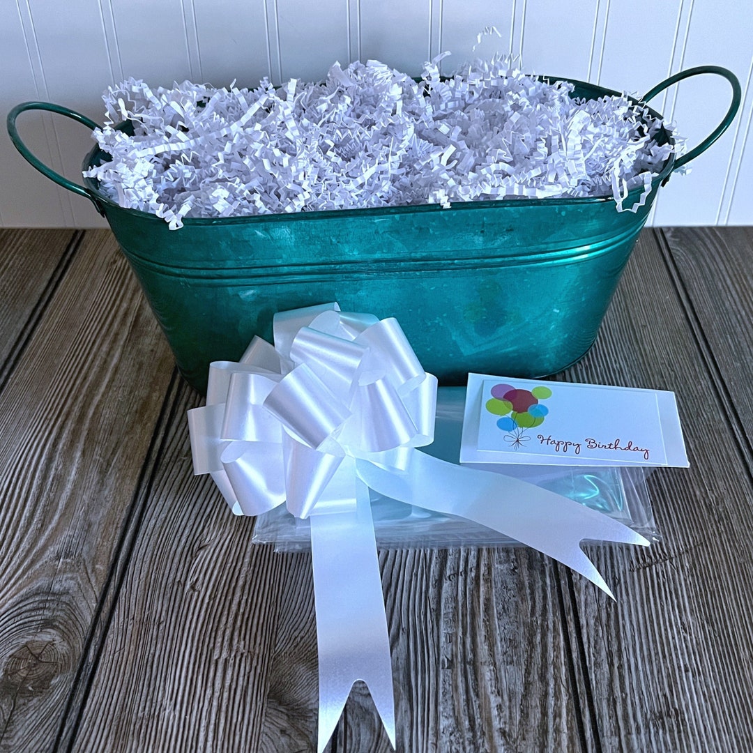 Teal Metal Gift Basket Kit, Empty Gift Basket, Gift Basket Wrapping Kit