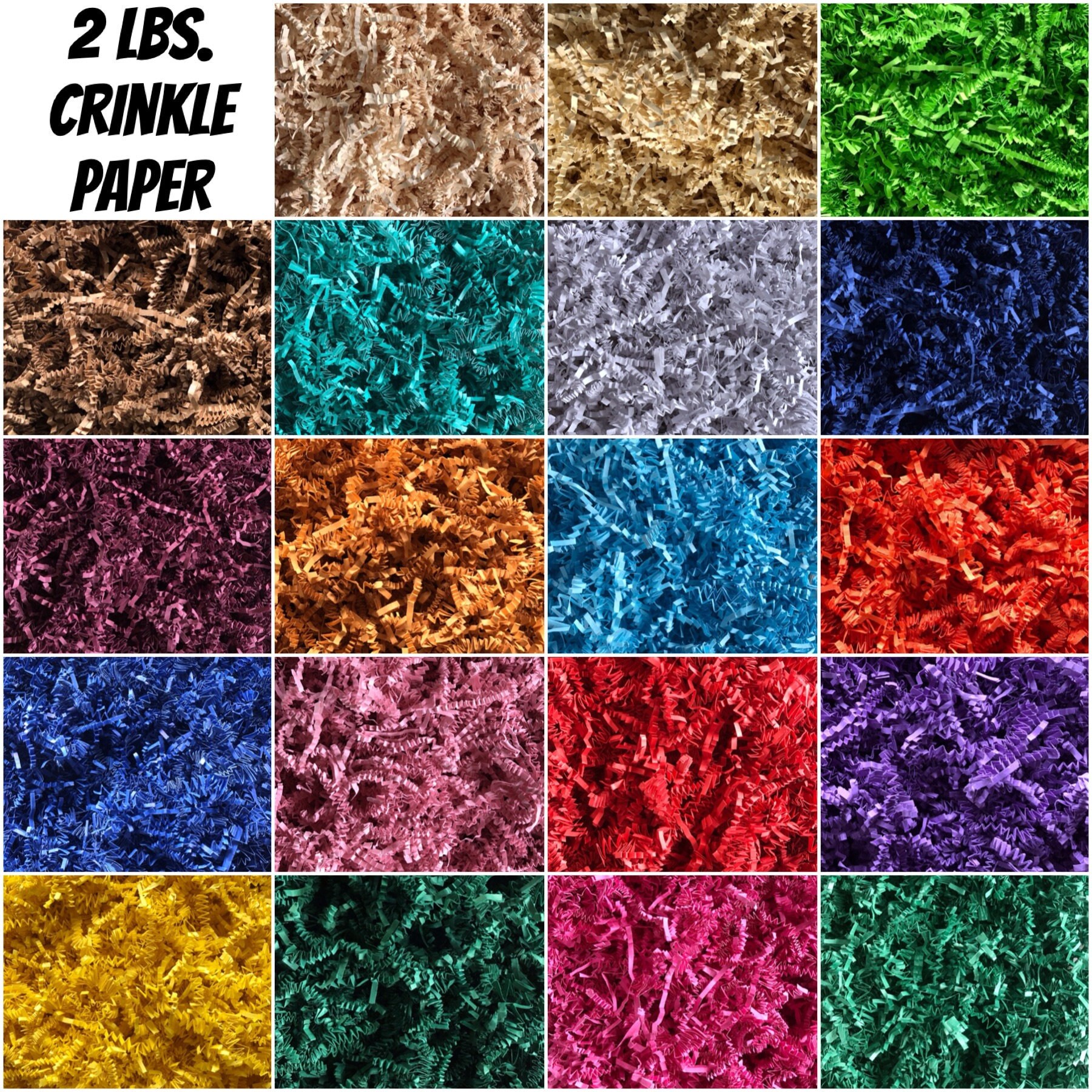 Crinkle Paper 2 Lbs. Shredded Paper for gift Baskets and Etsy