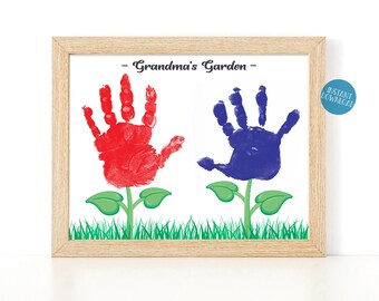 Hands Down Best Grandma Ever Kids Handprint Tree Instant Download PDF and JPEG Handprint Birthday Gift 8x10 and 16x20 Printable