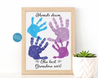 Hands Down Best Grandma Ever Kids Handprint Tree Instant Download PDF and JPEG Handprint Birthday Gift 8x10 and 16x20 Printable