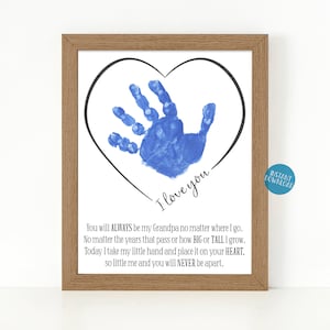 Artisanat d'empreintes de main pour grand-père, cadeaux pour grand-père de la part de petits-enfants, empreinte de main art cadeau fête des pères, empreinte de main souvenir, carte d'anniversaire imprimable