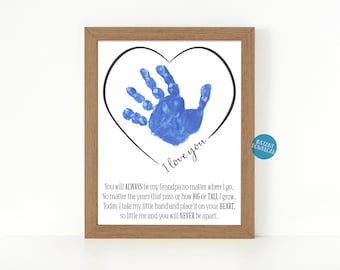 Grandpa Gift Handprint Craft, Gifts for Grandpa from Grandkids, Handprint Art Father&#39;s Day Gift, Handprint Keepsake, Printable Birthday Card