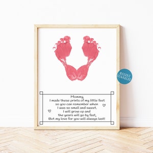 Footprint craft for Mom, DIY Kid Craft, Keepsake gift, Baby Footprint Art, Christmas Gift, Birthday gift, Mom gift, Mother&#39;s Day card