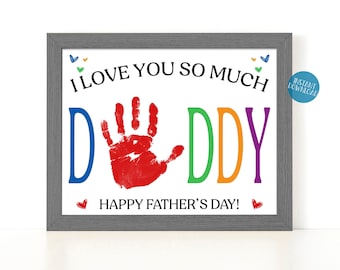 Fathers Day Handprint Craft, Dad Gift from Kids, Toddler Handprint Art, Gift from Daughter, Gift from Son, I Love You Daddy Keepsake craft