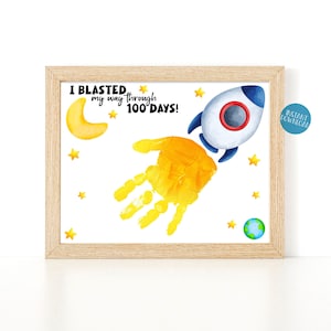 100 Days of School Handprint Art project for kids, 100th Day of School printable Worksheet, Classroom activity for Kindergarten First Grade