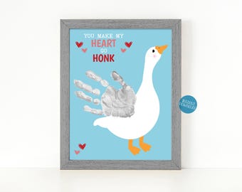 Goose Valentine Handprint Art Craft, Valentines Day Personalized Gift