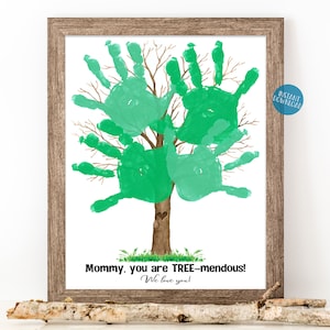 Gift from Kids, Mom Gift, Child Handprint Art, DIY Kid Craft, Handprint Tree Keepsake, Mother&#39;s Day Gift, Birthday Gift, Valentines Day